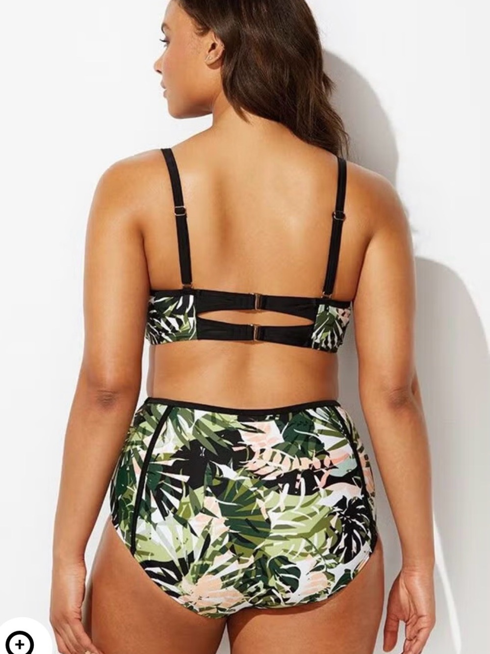 High-Waist Tropical Print Bikini Set - Camo